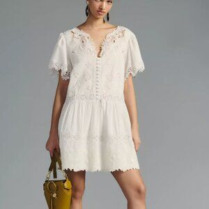 By Anthropologie Lace-Trimmed Mini Dress 2X